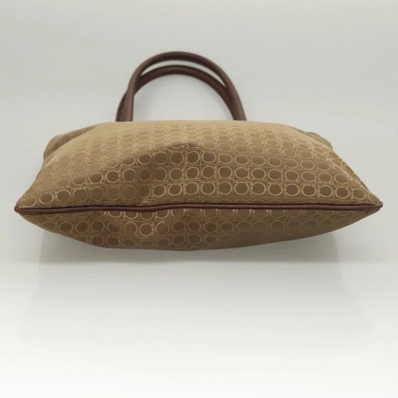 Salvatore Ferragamo Gancini Tote Bag Canvas Brown Silver Auth - Picture 11 of 16